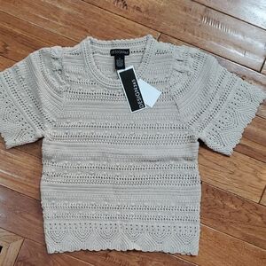Design 365 Women's Cream Crochet Top